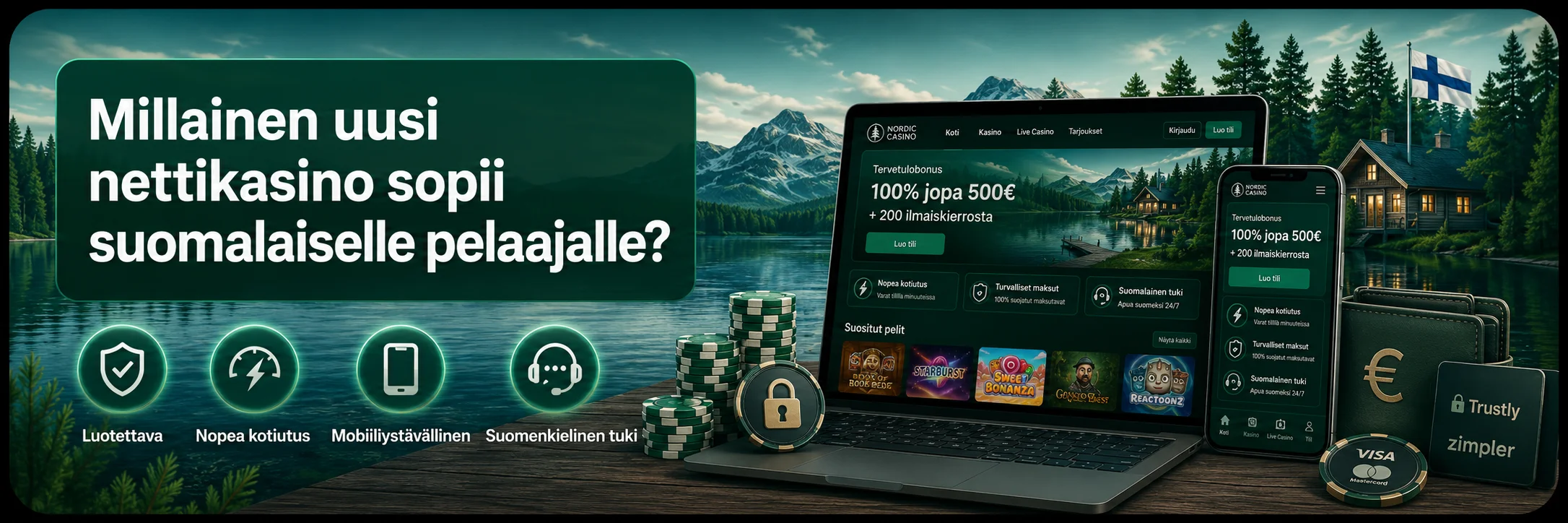Uuden nettikasinon valinta, eurobonukset ja turvalliset maksut Playkasinot-oppaassa